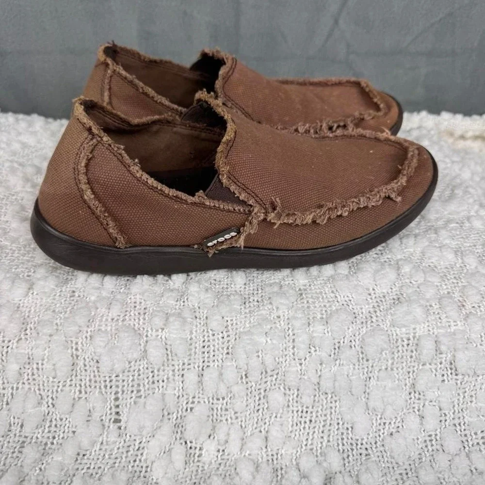 Crocs Brown‎ Canvas Shoes Men's Size 8 Slip On Casual Comfort Sneakers